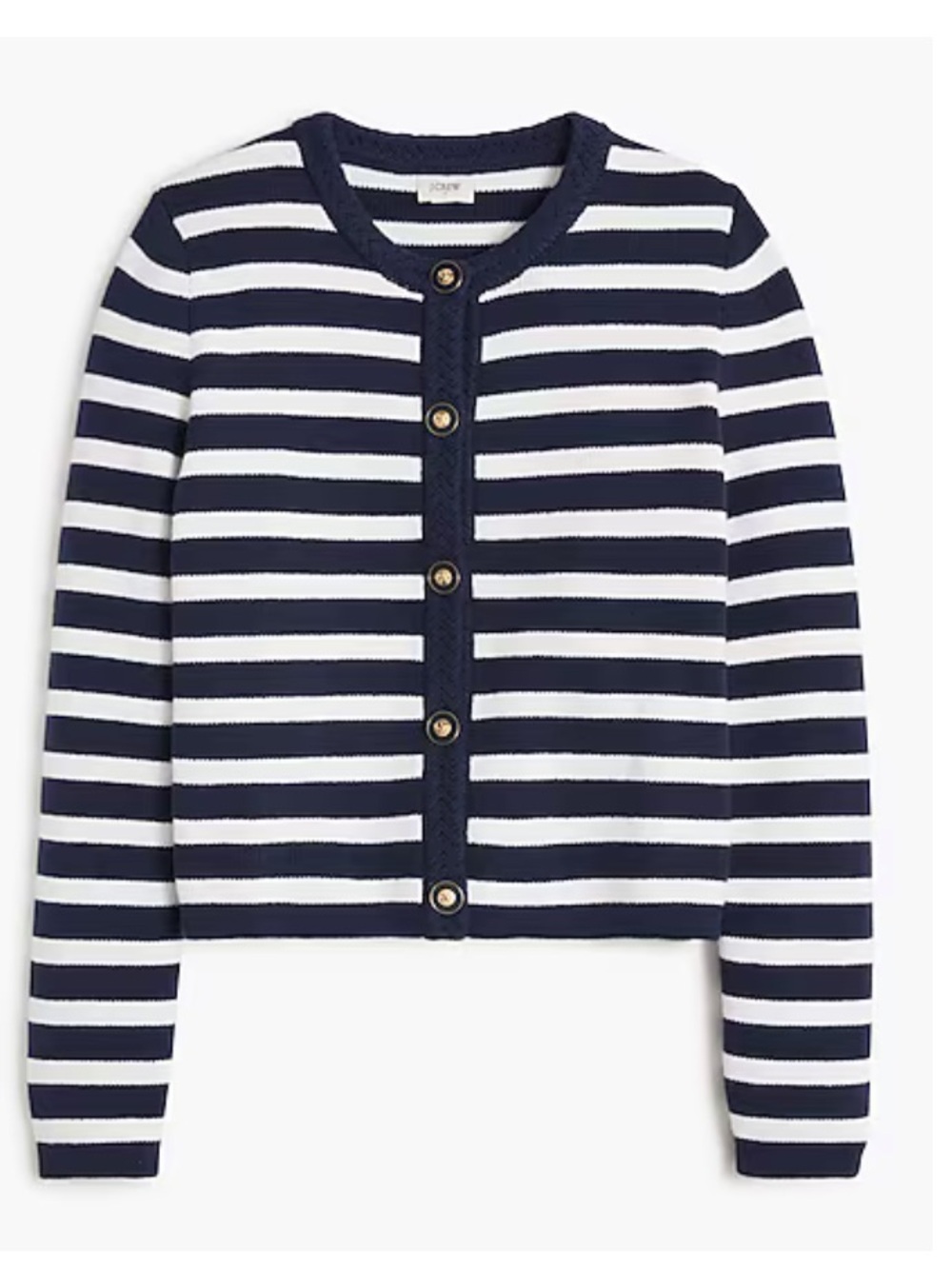 Jcrew Striped Navy and White Button-Front Cardigan Sweater
